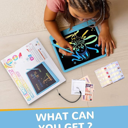 KOKODI LCD Writing Tablet, 12 Inch Colorful Toddler Doodle Board Drawing Tablet, Erasable Reusable Electronic Drawing Pads, Educational and Learning Toy for 3-6 Years Old Boy and Girls(Blue)