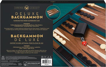 Legacy Deluxe Wooden Backgammon Classic 2-Player Original Board Game Set with Cups and Dice, for Kids and Adults Aged 8 and up