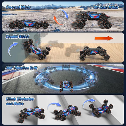 Sunrad 8WD Gesture Sensing RC Stunt Car with Spray & Light & Music for Kids Age 6-8-13, Spider Hand Remote Control Car 2.4Ghz Double-Sided Climbing Drift RC Car Toys Birthday Gift for Boys