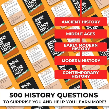 QUOKKA Trivia Card Game with 500 Questions in History – Trivia Games for Adults, Teens, and Families – Trivia Cards with Answers – Great Board Games Trivia for Family Party and Game Night