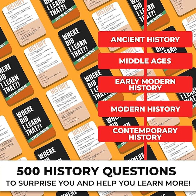 QUOKKA Trivia Card Game with 500 Questions in History – Trivia Games for Adults, Teens, and Families – Trivia Cards with Answers – Great Board Games Trivia for Family Party and Game Night