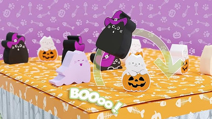 BOOoop by Smirk & Dagger: Adorable 2 Player Strategy Board Game, with 34 Cat and Kitten Pieces, Halloween Edition with New Ghost Cats, A Great Gift for Couples, Family, Adults and Kids Ages 10 and Up