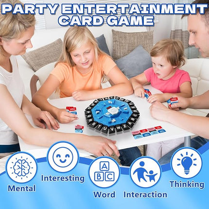 Word Game Family Board Game with Digital Display Timer and 2 Categories Modes Fun Fast-Paced 24-Letter Game for Learning Party Interactive (Blue)