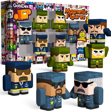 GobiDex Magnetic Army Men Action Figures, Military Toy Soldiers Expansion Pack, Compatible with Magnetic Building Blocks, STEM Army Toys for Boys Girls, Fun Toddler Kids Gifts Ages 3+