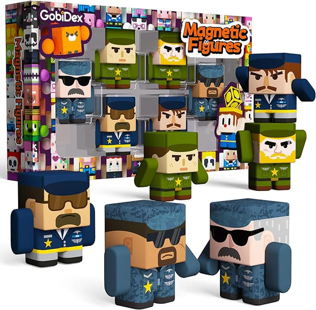 GobiDex Magnetic Army Men Action Figures, Military Toy Soldiers Expansion Pack, Compatible with Magnetic Building Blocks, STEM Army Toys for Boys Girls, Fun Toddler Kids Gifts Ages 3+