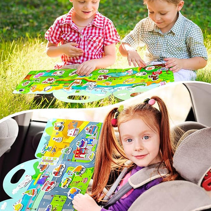 Reusable Sticker Book for Toddlers 2-4 Years, Stickers for Kids, Toddler Sticker Book Ages 1-3, Toddler Craft Activities, Toddlers Travel Toys Ages 2+ Boy Girl Birthday Gifts