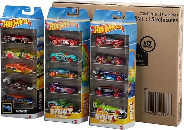 Hot Wheels Toy Cars or Trucks 5-Pack Bundle, 3 Themed Sets of 5 1:64 Scale Vehicles, 15 Total Vehicles for Kids & Collectors (Styles May Vary) (Amazon Exclusive)
