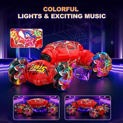 Nikuku Remote Control Car - 2.4GHz 4WD Gesture Sensing RC Stunt Car Toys for Boys and Girls Ages 6-12, 360° Rotating Drift RC Cars with Lights and Music, Ideal Birthday and Xmas Gift