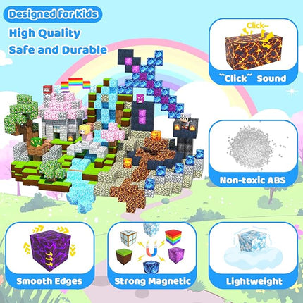 150PCS Magnetic Blocks, Magnetic Building Blocks, Magnet Blocks for Kids Age 3-5 4-8 8-12, STEM Sensory Educational Magnet Stacking Toys Boys Girls Gifts