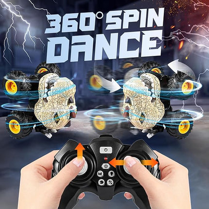BEZGAR Monster Truck Toys - Remote Control Monster Truck with Spray, Light, Music, Dinosaur Toys for Kids, 1:20 Scale RC Truck with 360° Spins and Drifting, Remote Control Car for Boys 4-7 Golden