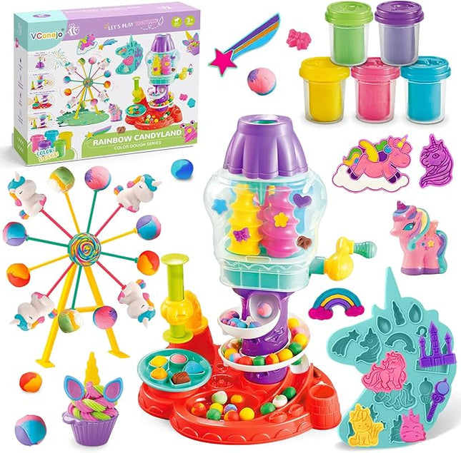 Dough Play Sets for Kids Ages 2-4, Unicorn Theme Dough Tools Toys, Creations Dough Ferris Wheel Kits, Candy & Cookie doughTools Accessories, Classroom Preschool Party Gift for Kids Ages 4-8