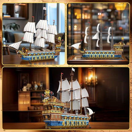 Reobrix Royal Pirate Ship Building Set for Adults, 2858-Piece Large Model Ship, Collectible Luxury Display Pirate Ship Model 66011, Architecture Set Gifts for Maritime Lovers 14+