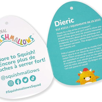 Squishmallows Original 12-Inch Dieric Yellow Dragon with Orange Mane - Official Jazwares Large Plush