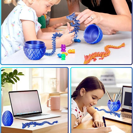 12 Inch 3D Printed Dragon - Mystery Surprise Egg with Flexible Articulated Dragon Inside, Cool Dragons Toys for Boys Kids Age 5-7