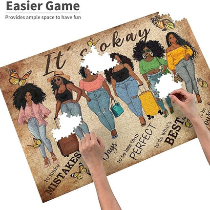African American Jigsaw Puzzles 1000 Pieces for Adults, Black Woman with Self-Love Affirmations, Empowering Wooden Puzzle for Stress Relief & Home Decor