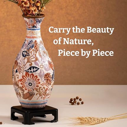 PieceRelax Unique Flower Vase - 3D Puzzle Vase for Adults to Flower Arrangement and Home Decoration Made by 160 Curved Plastic Puzzle Pieces - Autumn Abundance [S1042]