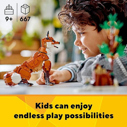 LEGO Creator 3 in 1 Forest Animals Red Fox Toys - Building Toys for Kids, Boys & Girls, Ages 9+ - W/ 3 Building Options into Fox, Owl, or Squirrel - Gift for Christmas - 31154