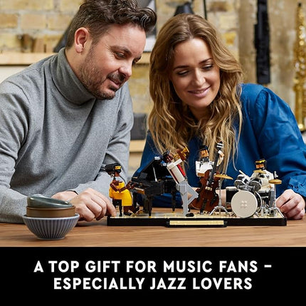 LEGO Ideas Jazz Quartet 21334 Building Blocks - Featuring Buildable Stage with 4 Band Musician Figures, Includes Piano, Double Bass, Trumpet, and Drum Kit Instruments, Great Home Display for Adults