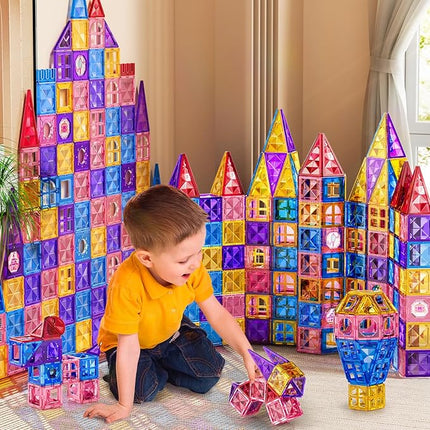 97 Pcs Magnetic Tiles for Kids Ages 4-8,Building Toys Magnetic Blocks for Kids Ages 4-8,Toddlers Educational Magnet Construction Set Magnets Tile,for 3 4 5 6 7 8 Kid Christmas Birthday Gifts