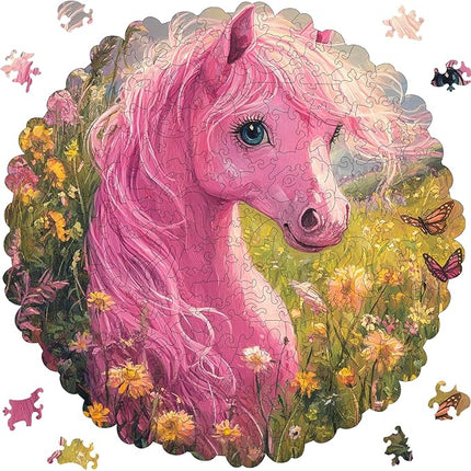 Wooden Puzzles for Adults, Cute Horse Jigsaw Puzzles, 200 Pieces Adults Puzzles, Best Gifts for Puzzle Lover, Family Brain Game 11.2x11.1 inch