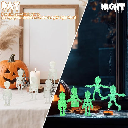 14 PCS Halloween 3D Printed Skeleton Man Animal Fidget Toy, Spooky Party Favors, Classroom Prizes, Sensory Toys for Kids, Halloween Decorations（3.15In/8cm）