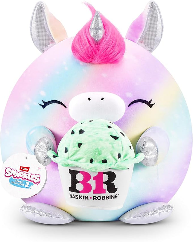 Snackles Series 2 14-inch by ZURU Cuddly Squishy Comfort 14-inch Plush with Licensed Snack Brand Accessory (Unicorn&Baskin-Robbins