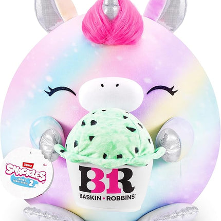 Snackles Series 2 16-inch by ZURU Cuddly Squishy Comfort 16-inch Plush with Licensed Snack Brand Accessory (Unicorn&Baskin-Robbins)