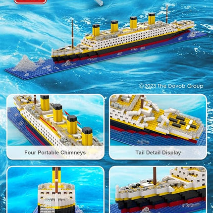 dOvOb Micro Mini Blocks Titanic Model Building Set with 2 Figure, 1872 Piece Mini Bricks Toy, Gift for Adults and Kids