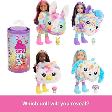 Barbie Chelsea Cutie Reveal Color Dream Series Small Doll & Accessories, Animal Plush Costume & 6 Surprises Including Color Change (Styles May Vary)