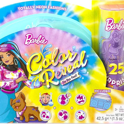 Barbie Color Reveal Totally Neon Fashions Doll with Blue-Streaked Brunette Hair & 25 Surprises Including Color Change, Gift for Kids