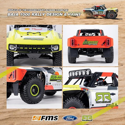 FMS 1/7 Ford Bronco RTR EB Fast RC Truck – Licensed by Ford & RTR Vehicles, 80km/h Short Course Truck, 4WD Brushless RC Car, CNC Metal Parts, Off-Road Rock Crawler 4x4 for Adults (2025 Paint Scheme)