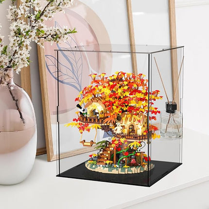 Cherry Blossom Bonsai Tree House Building Blocks Set with Acrylic Display Box, Plants Flowers Treehouse Architecture Micro Mini Block Kits Gift for Adults and Kids（2725 Pieces