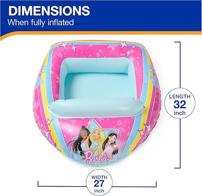 Swimways Barbie Inflatable Water Boat Vehicle, Inflatable Pool Floats and Kids Pool Toys, Barbie Pool Party Supplies for Kids Aged 3 & Up