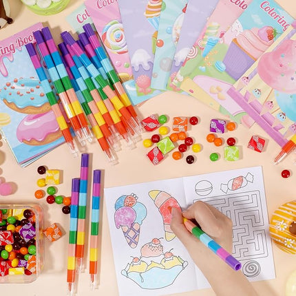BenLouis 24 Pcs Sweet Mini Coloring Books Kids Candyland Donut Ice Cream Party Favors Small Activity Books Bulk for Kids Treats Desserts Birthday Goodie Bags Stuffers Return Gifts Classroom Travel