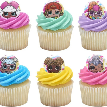 DecoPac L.O.L. Surprise! Rings, 24 L.O.L. Surprise Funseeker Cupcake Decorations Featuring 6 Different Dolls - 24 Pack