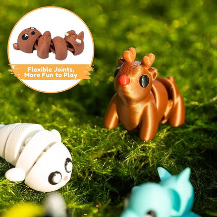 21 pcs Mini 3D Printed Animal Figurines, Flexible Articulated Fidget Toys, Cute Desk Decor, Party Favors, Goodie Bag Stuffers, Gifts for Kids Carnival Prizes Graduation Rewards (21pcs)
