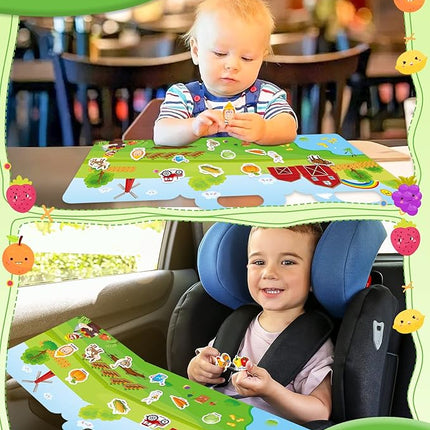Benresive Reusable Sticker Book for Toddlers 2-4 Years, Fun Travel Stickers for Kids, Waterproof Sticker Books for Toddlers 1-3, Crafts Activities for Todddlers 1-3 2-4 3-5 - Farm
