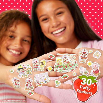 Strawberry Shortcake Puffy Sticker Playset, Cute Puffy Stickers & Double-Sided Play Scene, Sticker Books for Kids, Toddler Activity Book, Kids Activities, Reusable Sticker Book