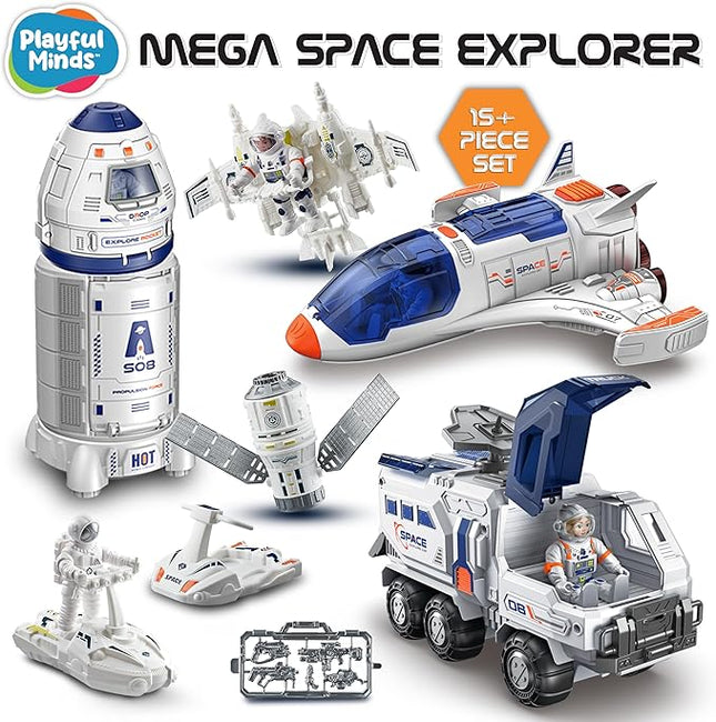 – Rocket Space Toy, Kids Spaceship Playset Includes Space Shuttle, Astronauts, Take Apart Outer Space Adventure Set for Boys and Girls, Lights and Sounds, 15-Piece Set STEM Toy