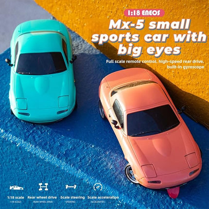 LD1804 RC Drift Car 1:18 Scale Mini MX-5 RWD 2.4GHz Miata RC Vehicles with Gyro and LED Lights for Adults Hobby Toys (Blue)