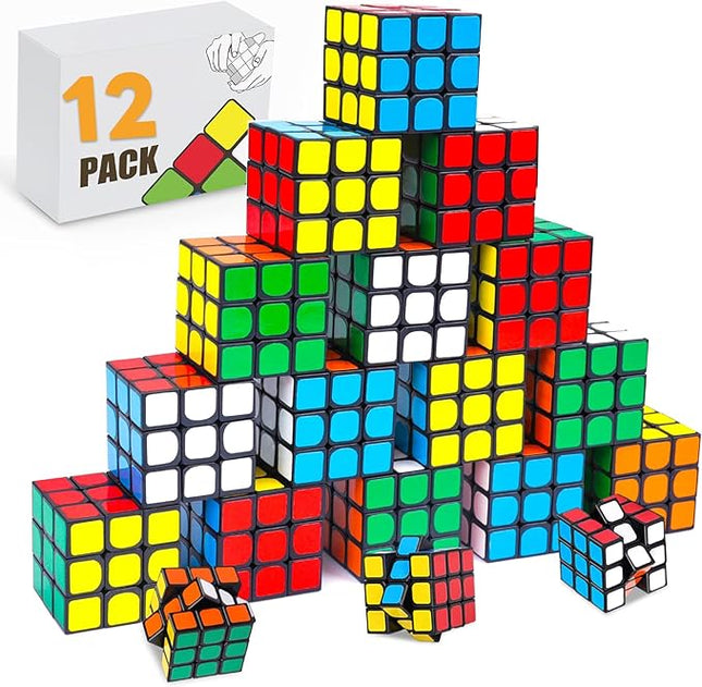Mini Speed Cube Party Favors,Fun Puzzle Games for Kids, Classroom Gifts, and Stress Relief Toys Goodie Bags Filler Birthday Gift (12 Pack)