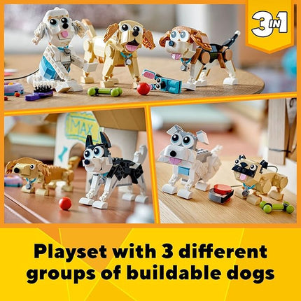 LEGO Creator 3 in 1 Adorable Dogs Building Toys - Pretend Play Toys for Girls & Boys, Ages 7+ Years - Kids Learning & Educational Sets - Gift Ideas - 31137