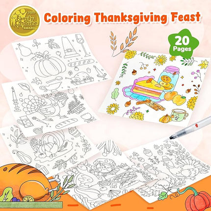 JoyCat Paint with Water Coloring Books for Toddlers, Watercolor Painting Sets for Kids Ages 3-5 4-8, Arts and Crafts Drawing Activities Toy Birthday Gift for Boys Girls (Thanksgiving)