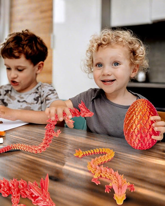 12 Inch 3D Printed Dragon - Mystery Surprise Egg with Flexible Articulated Dragon Inside, Cool Dragons Toys for Boys Kids Age 5-7