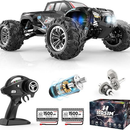 Hosim RC Cars, 1:10 Scale 48+ KMH Remote Control Car for Adults Boys, 4X4 Off-Road RC Truck with Headlights, All Terrains Waterproof Hobby Grade Large Fast Racing Toy Gift Monster Trucks