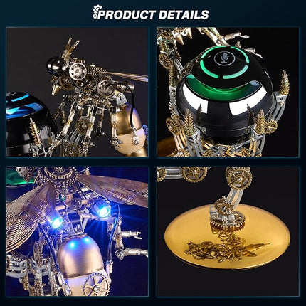 3D Metal Puzzles for Adult, DIY Metal Puzzle Toys, Cyberpunk Mechanical Wasp with Speaker for Men's Birthday (Speaker Version)