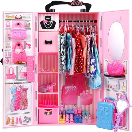 UCanaan Girl Doll and Closet Set with Doll Clothes and Accessories Items Including Fashion Dolls, Dressand Many Other Accessories (Refer Picture Shows)，Best Gitfs for Girls Christmas Birthday
