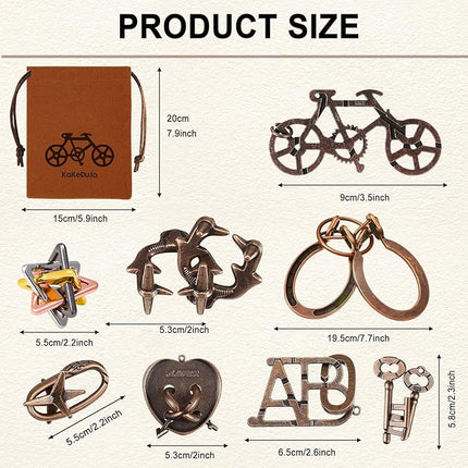 12 PCS Brain Teaser Puzzles Metal Puzzle Logic Metal Puzzle for Adult Lock Puzzles Gift for Adults Teenagers Kids