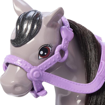 Barbie Chelsea Doll & Toy Horse Set, Includes Helmet Accessory & Saddle, Small Doll Bends at Knees to “Ride” Gray Pony