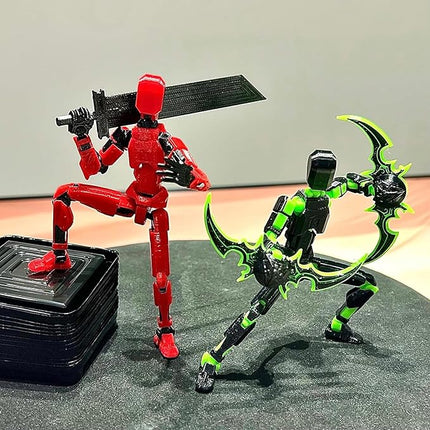 2 Packs T13 Action Figure Set (Assembly Completed) - Titan 13 Robot Movable, 3D Printed Articulated, Full Body Mechanical Doll - Christmas Birthday Gift for Kids Adult (R+G)